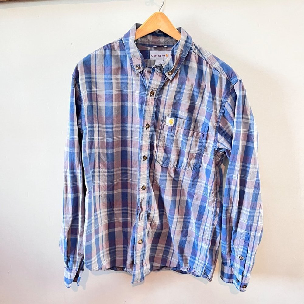 Men's Carhartt Plaid‎ Button Down Shirt- Size S